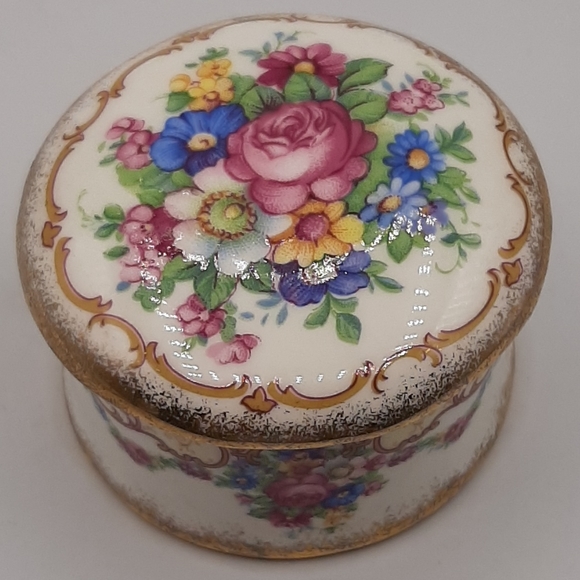 Staffordshire Trinket Box Fine Bone China England Roses Floral Total Elegance - Picture 5 of 8